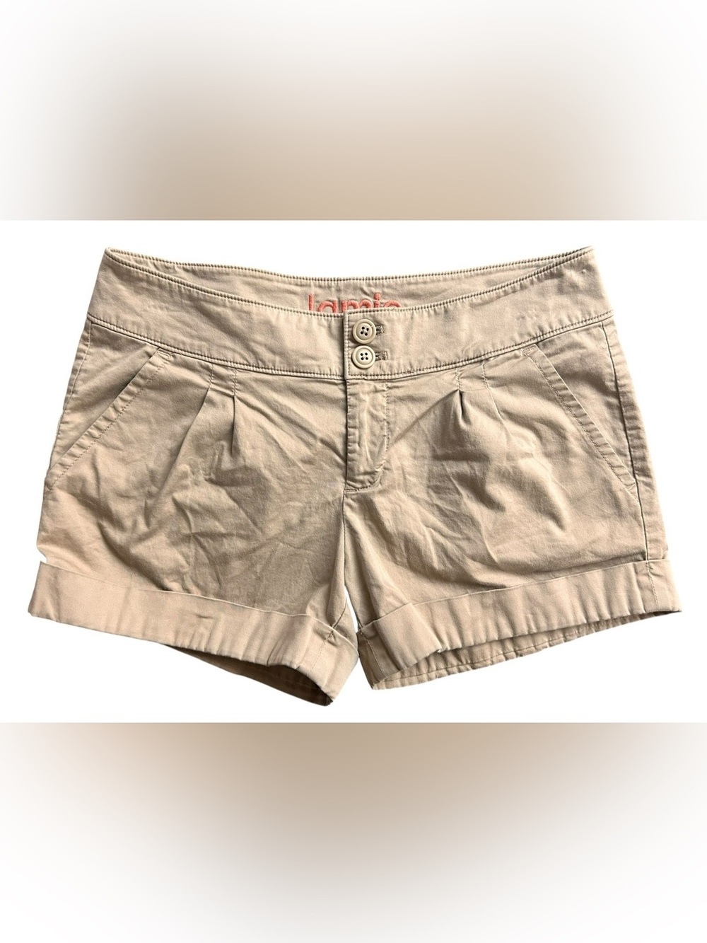 Vintage dELiA*s JAMIE Khaki Brown Cuffed Shorts Sz 5/6 y2k 00s
